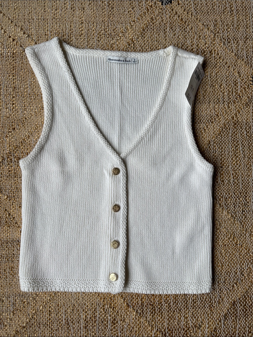 Abercrombie & Fitch Cream Knit Button-Front Women's Tank Vest